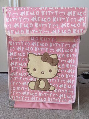 Hello Kitty Laundry Hamper Basket Covered Storage Steel Frame Detachable Fabric